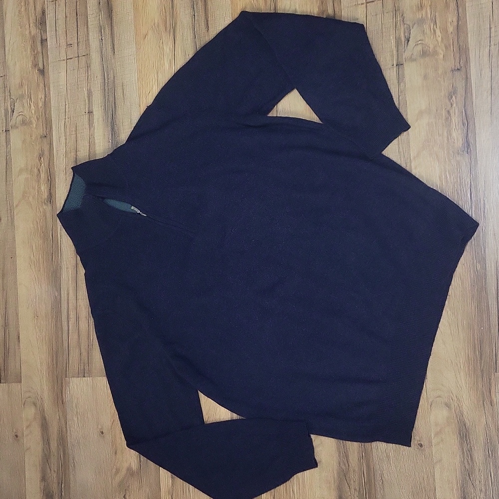 Vtg VICTOIRE HOMMES Blue Green Wool Cashmere Quarter Zip Sweater - Picture 4 of 10
